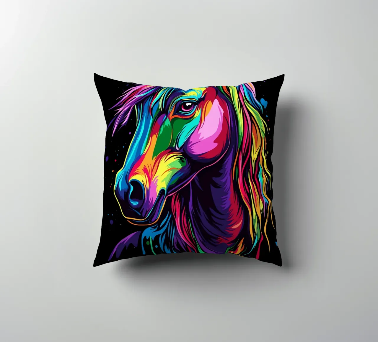 Ritratto di cavallo colorato con colori fluidi cuscino da pixelbull - medieval art and more