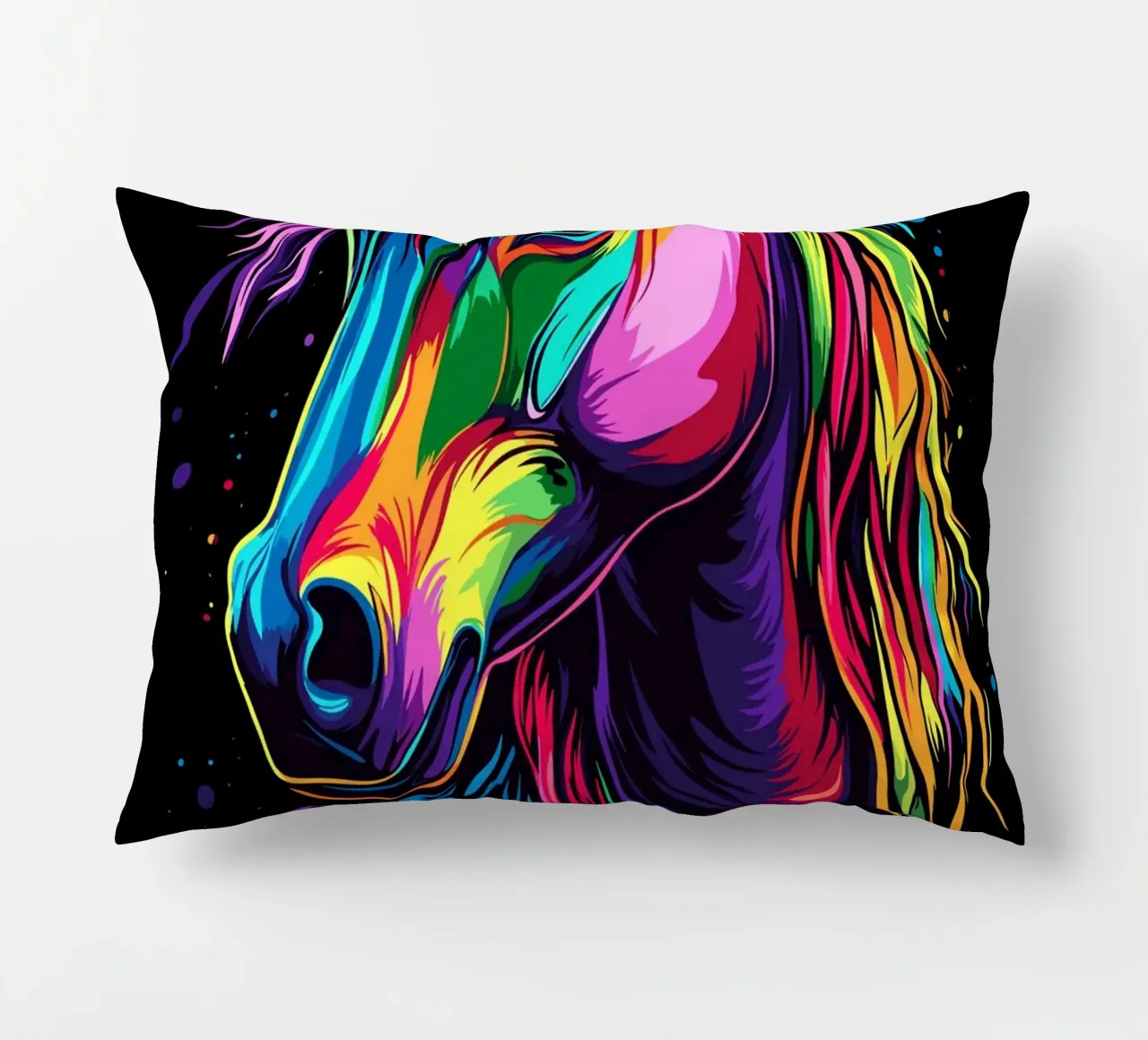 Ritratto di cavallo colorato con colori fluidi cuscino da pixelbull - medieval art and more