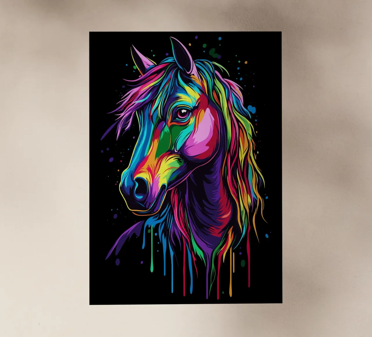 Ritratto di cavallo colorato con colori fluidi pellicola backlit da pixelbull - medieval art and more