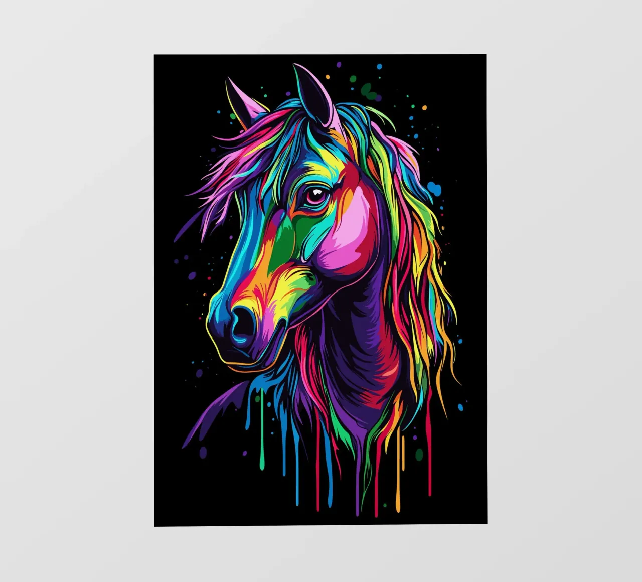 Ritratto di cavallo colorato con colori fluidi telo in pvc da pixelbull - medieval art and more