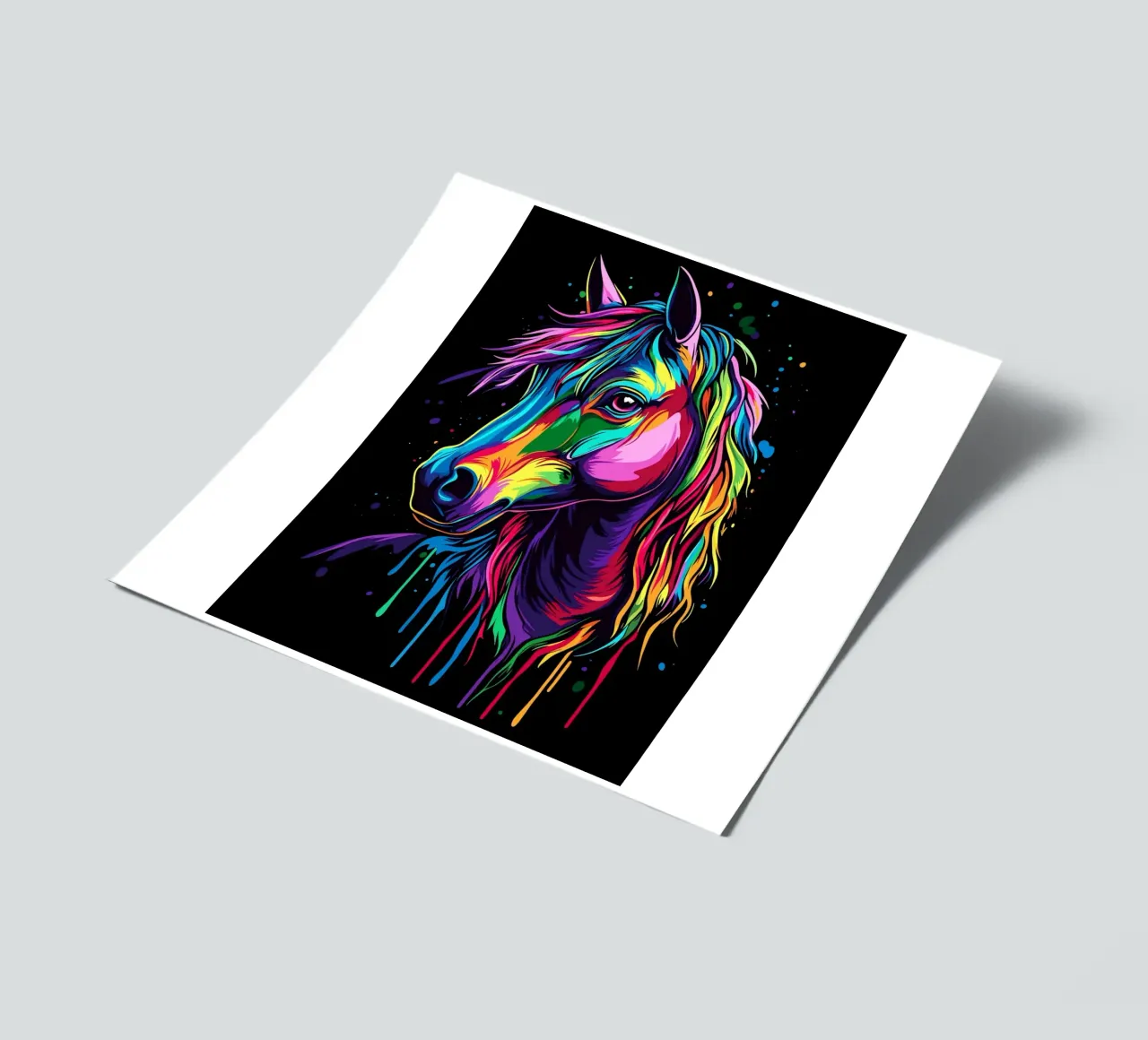 Buntes Pferdeporträt mit fließenden Farben Stickerbogen von pixelbull - medieval art and more