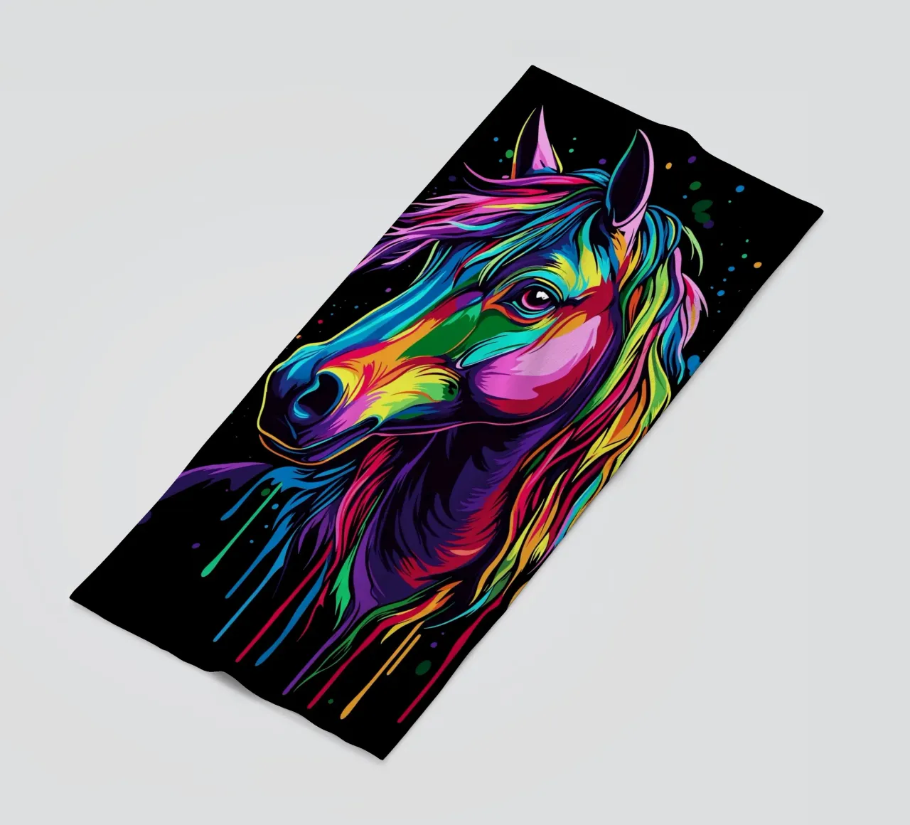 Ritratto di cavallo colorato con colori fluidi telo mare da pixelbull - medieval art and more
