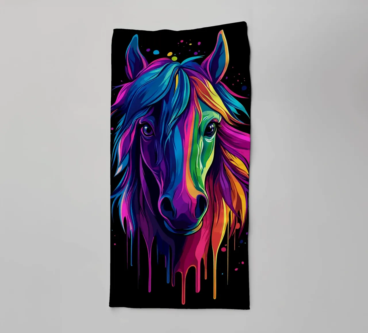 Colourful horse portrait with colour gradient towel by pixelbull - medieval art and more