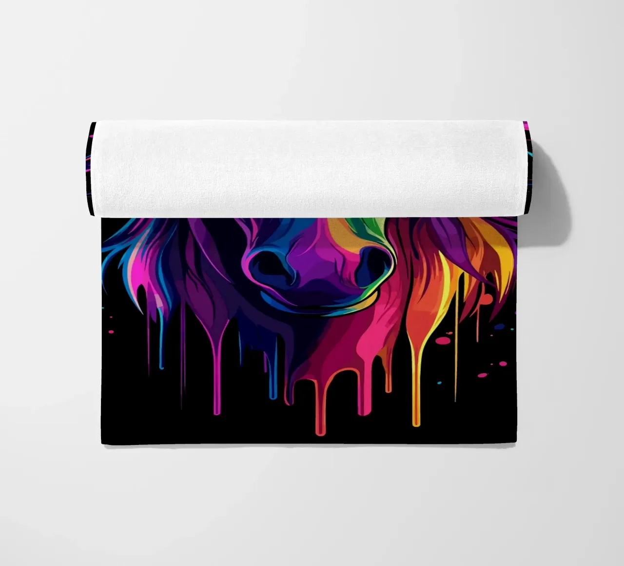 Colourful horse portrait with colour gradient beach towel by pixelbull - medieval art and more