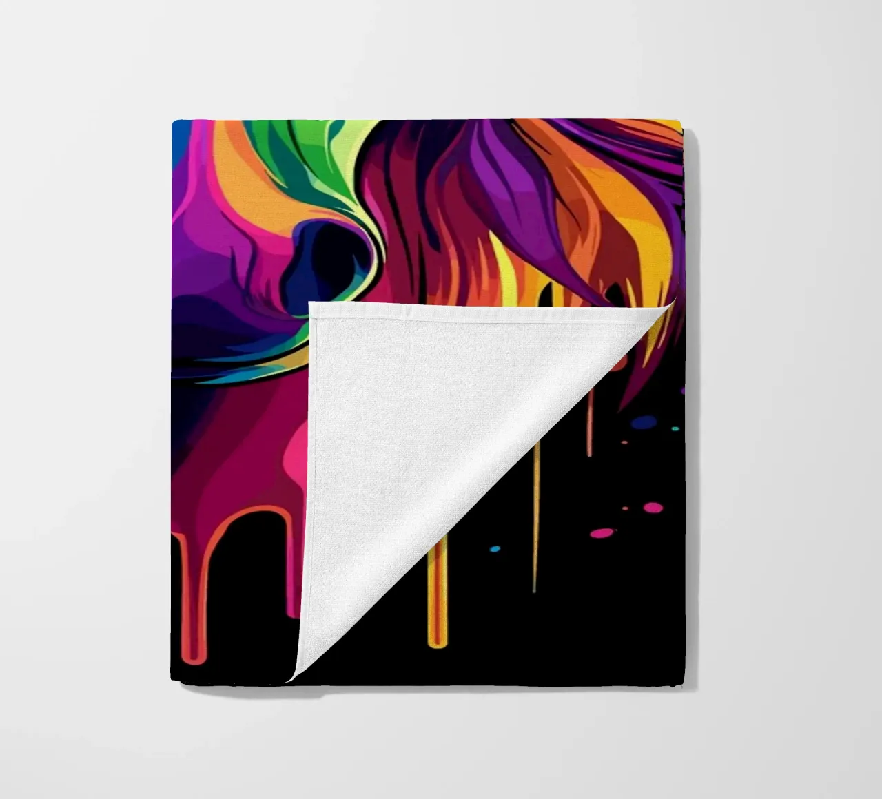 Colourful horse portrait with colour gradient beach towel by pixelbull - medieval art and more