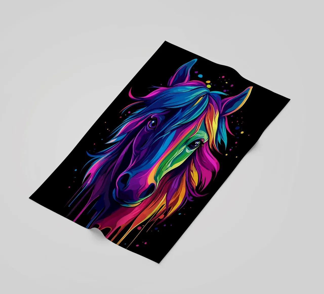 Colourful horse portrait with colour gradient beach towel by pixelbull - medieval art and more