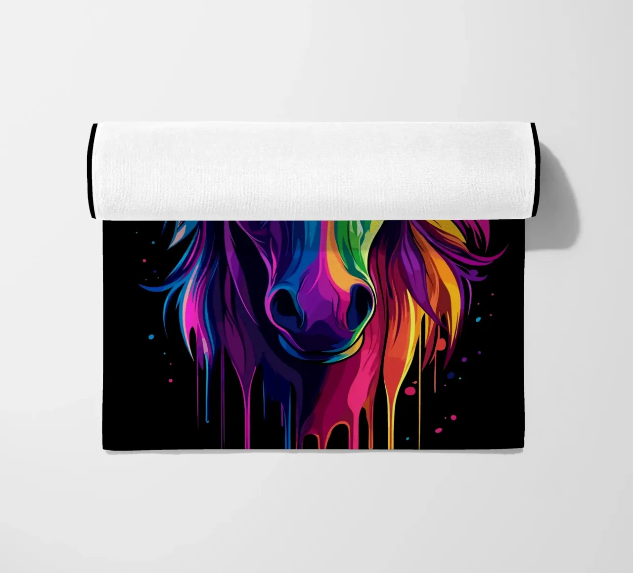 Colourful horse portrait with colour gradient beach towel by pixelbull - medieval art and more