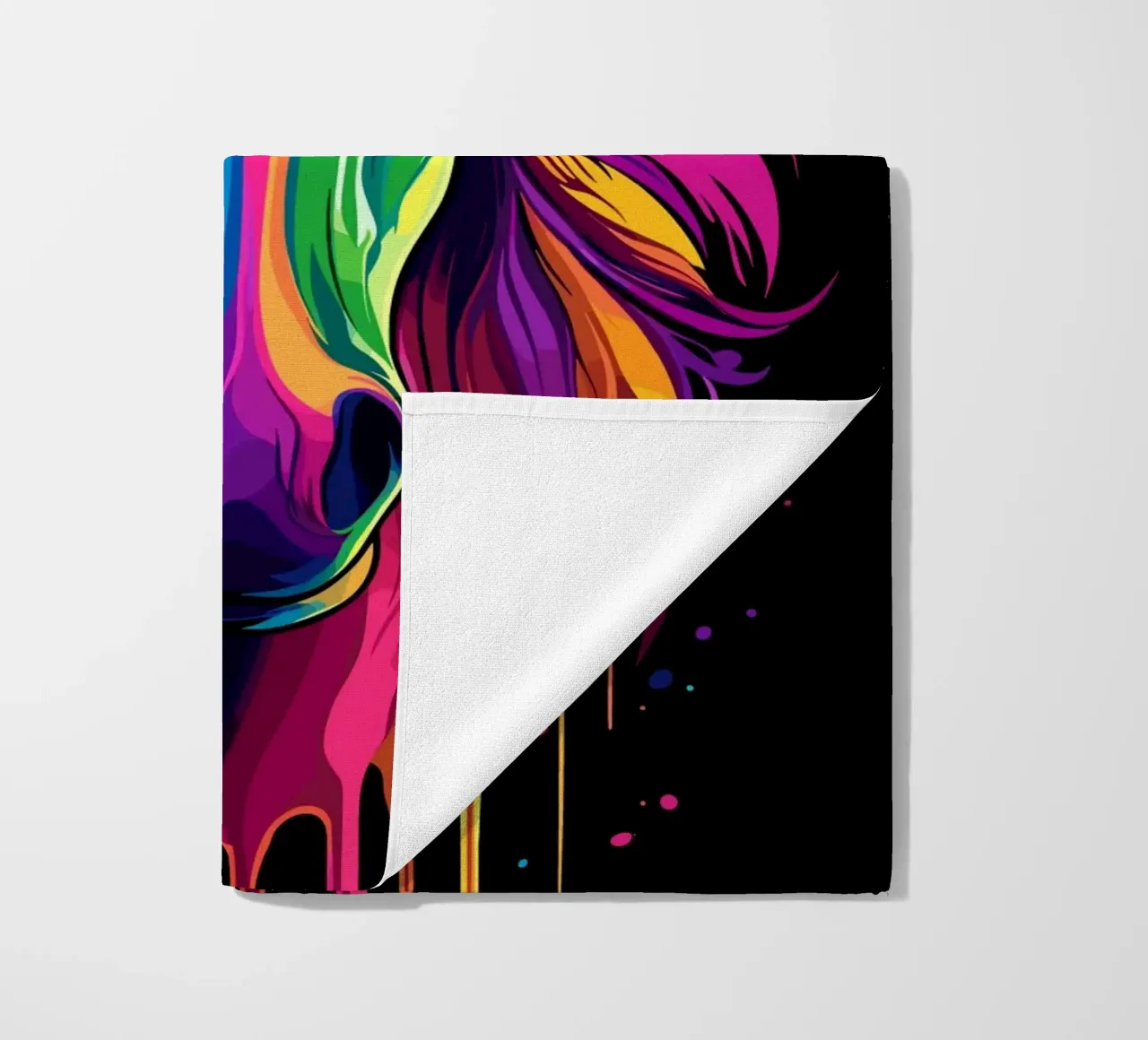 Colourful horse portrait with colour gradient beach towel by pixelbull - medieval art and more