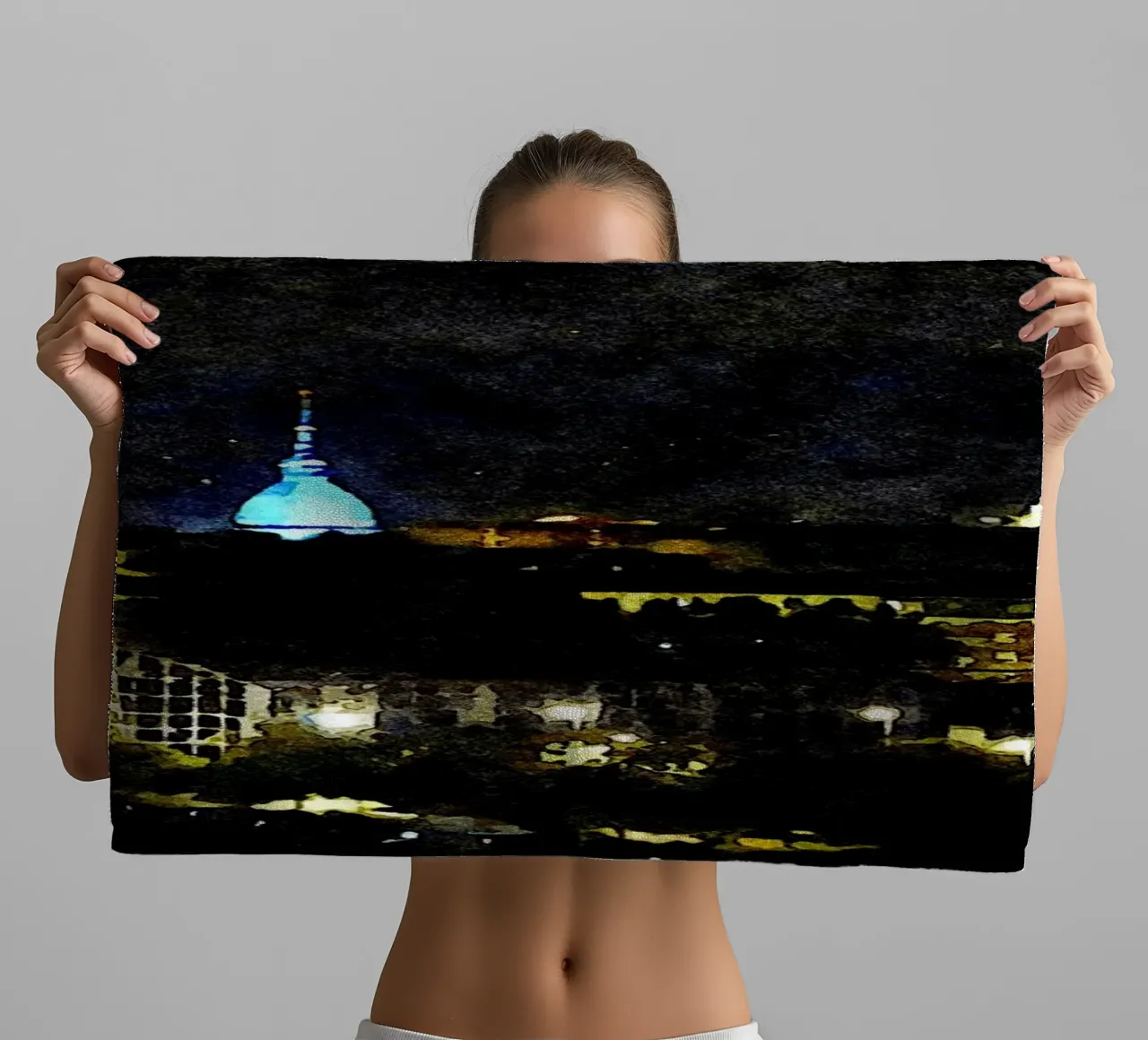 Torino di notte asciugamano da bagno da Massimo Frascogna