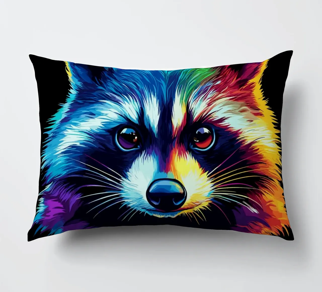 Procione nei colori dell'arcobaleno con sfumatura di colore cuscino da pixelbull - medieval art and more