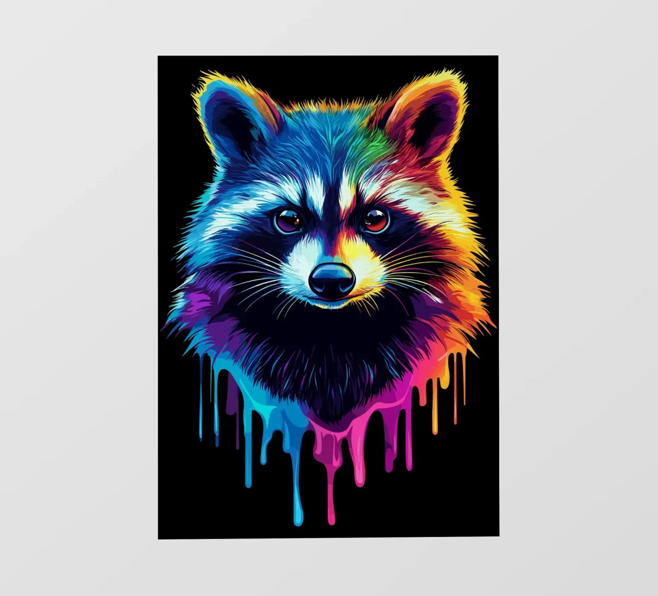 Procione nei colori dell'arcobaleno con sfumatura di colore telo in pvc da pixelbull - medieval art and more