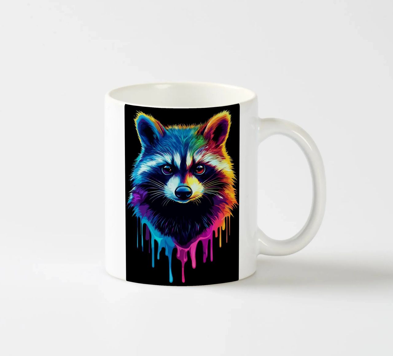 Procione nei colori dell'arcobaleno con sfumatura di colore tazza in ceramica da pixelbull - medieval art and more