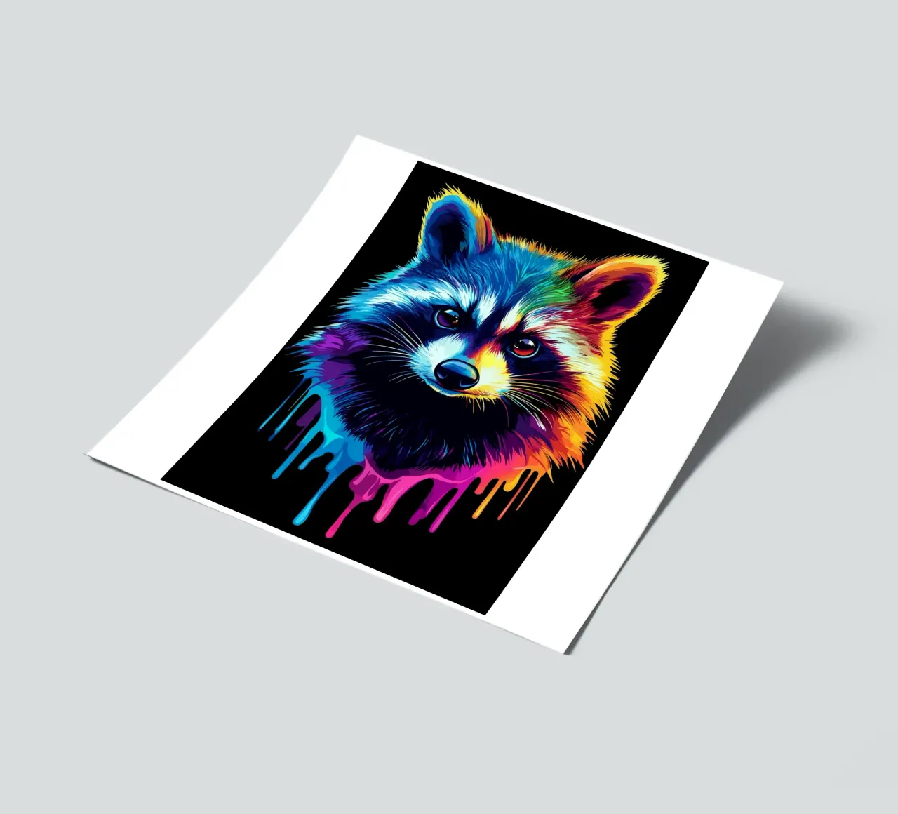 Procione nei colori dell'arcobaleno con sfumatura di colore foglio adesivo da pixelbull - medieval art and more