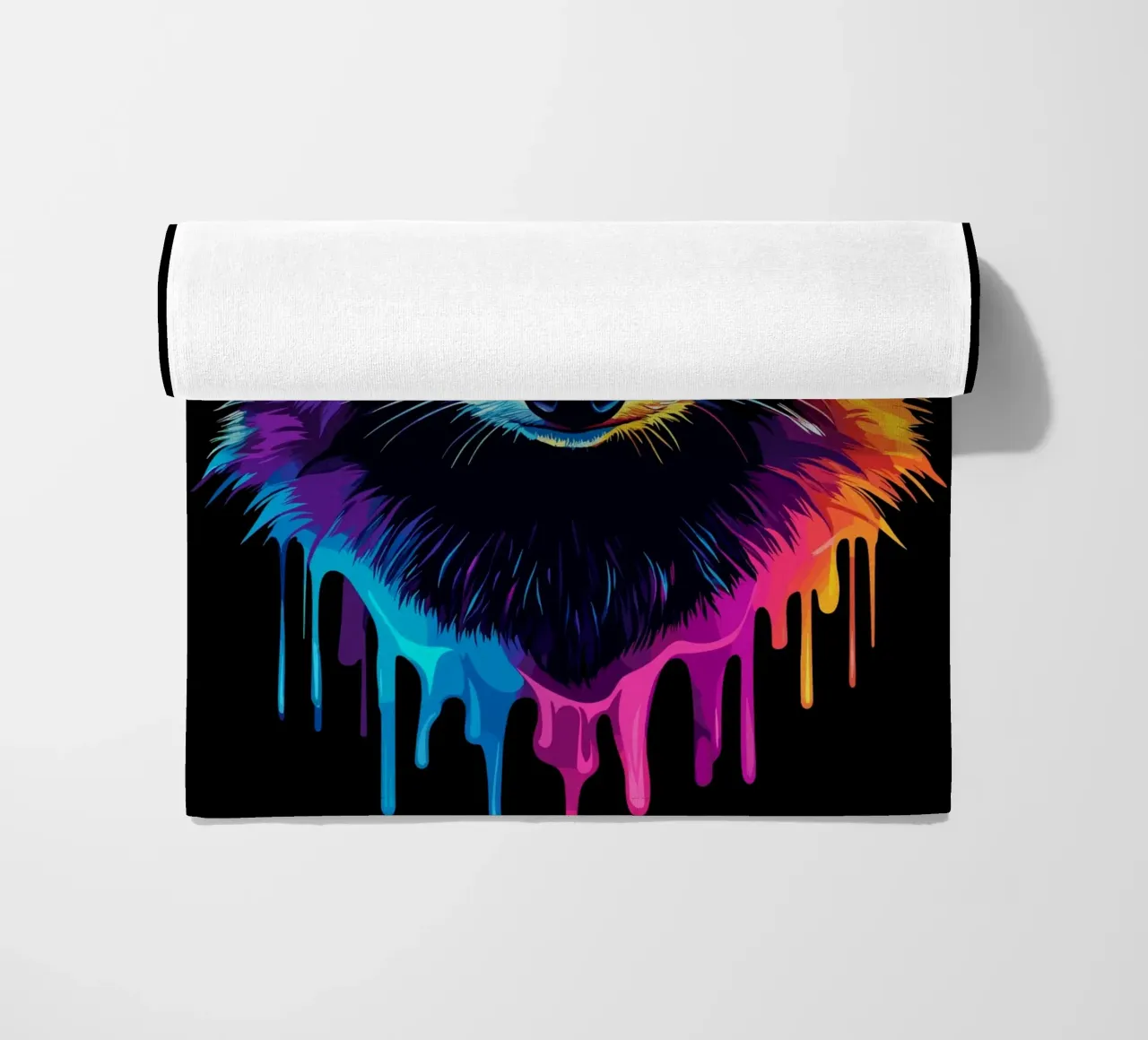 Procione nei colori dell'arcobaleno con sfumatura di colore telo mare da pixelbull - medieval art and more