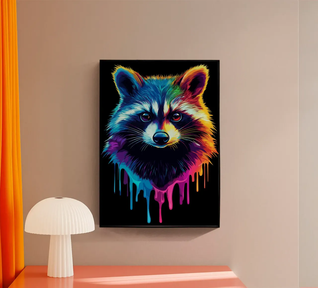 Procione nei colori dell'arcobaleno con sfumatura di colore plexiglass da pixelbull - medieval art and more