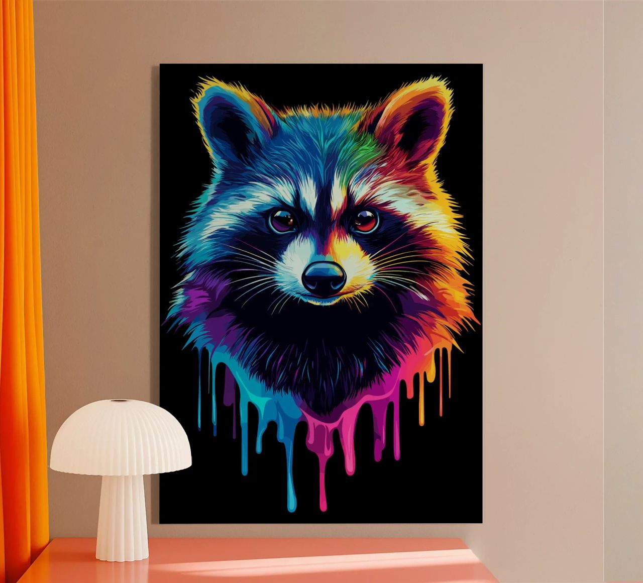 Procione nei colori dell'arcobaleno con sfumatura di colore plexiglass da pixelbull - medieval art and more