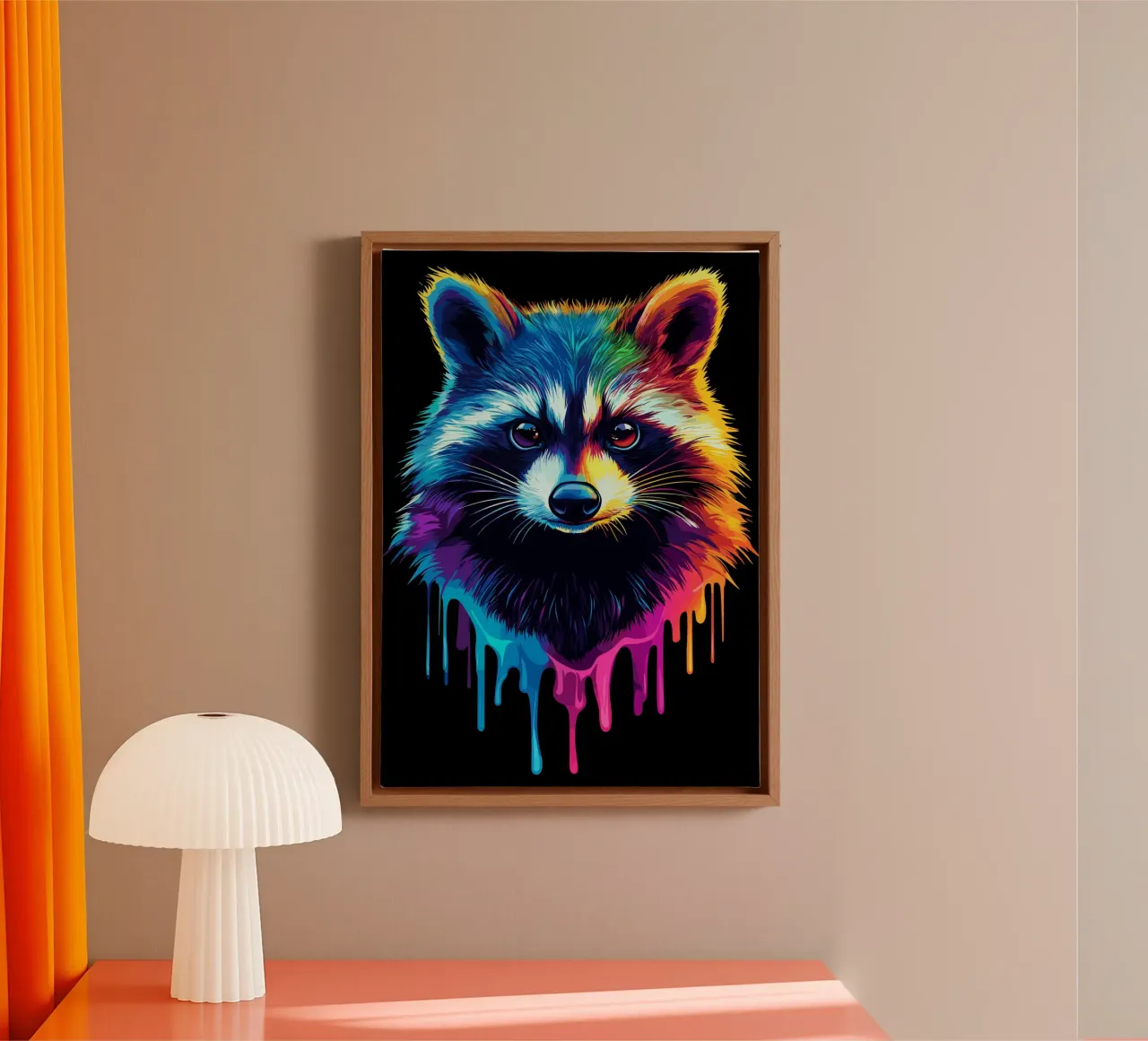 Raccoon in rainbow colours with colour gradient canvas by pixelbull - medieval art and more
