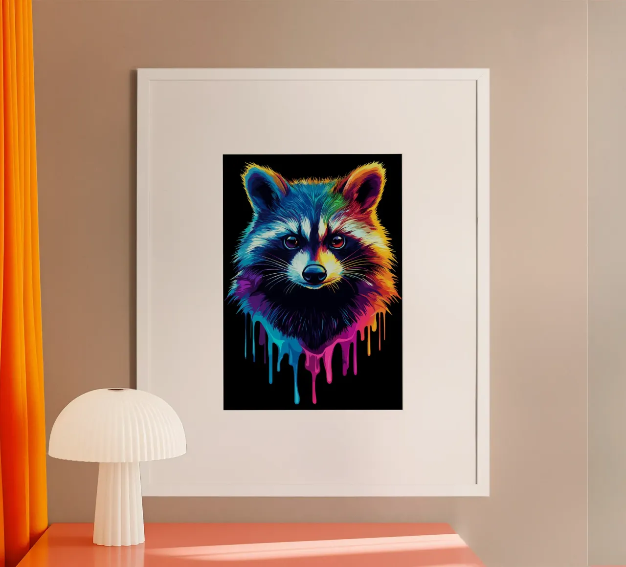 Procione nei colori dell'arcobaleno con sfumatura di colore poster da pixelbull - medieval art and more