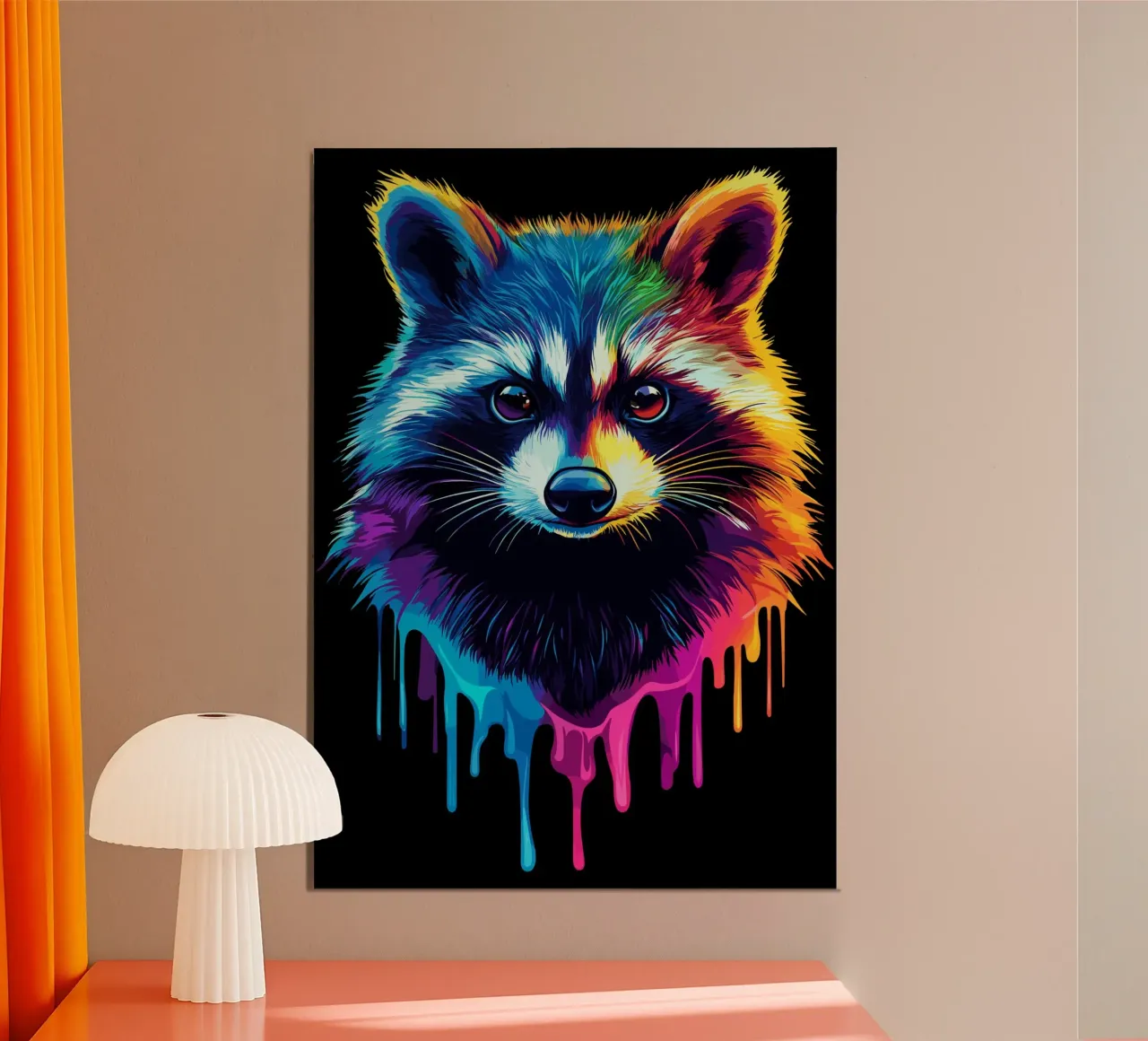 Procione nei colori dell'arcobaleno con sfumatura di colore poster da pixelbull - medieval art and more