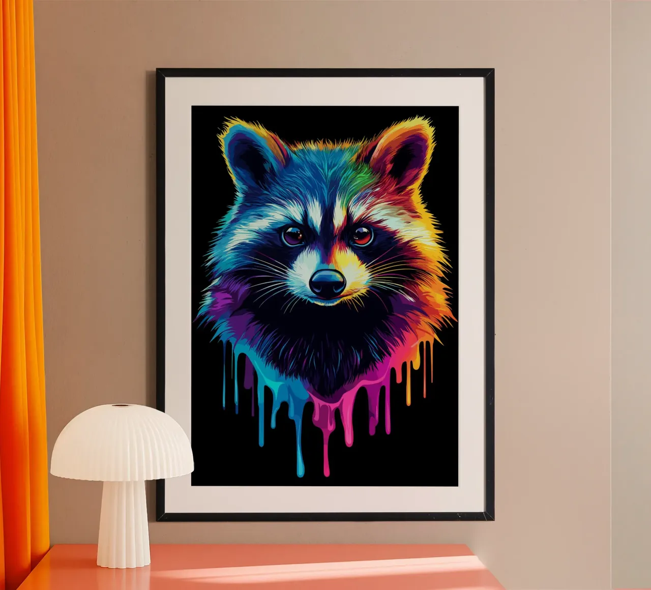 Procione nei colori dell'arcobaleno con sfumatura di colore poster da pixelbull - medieval art and more