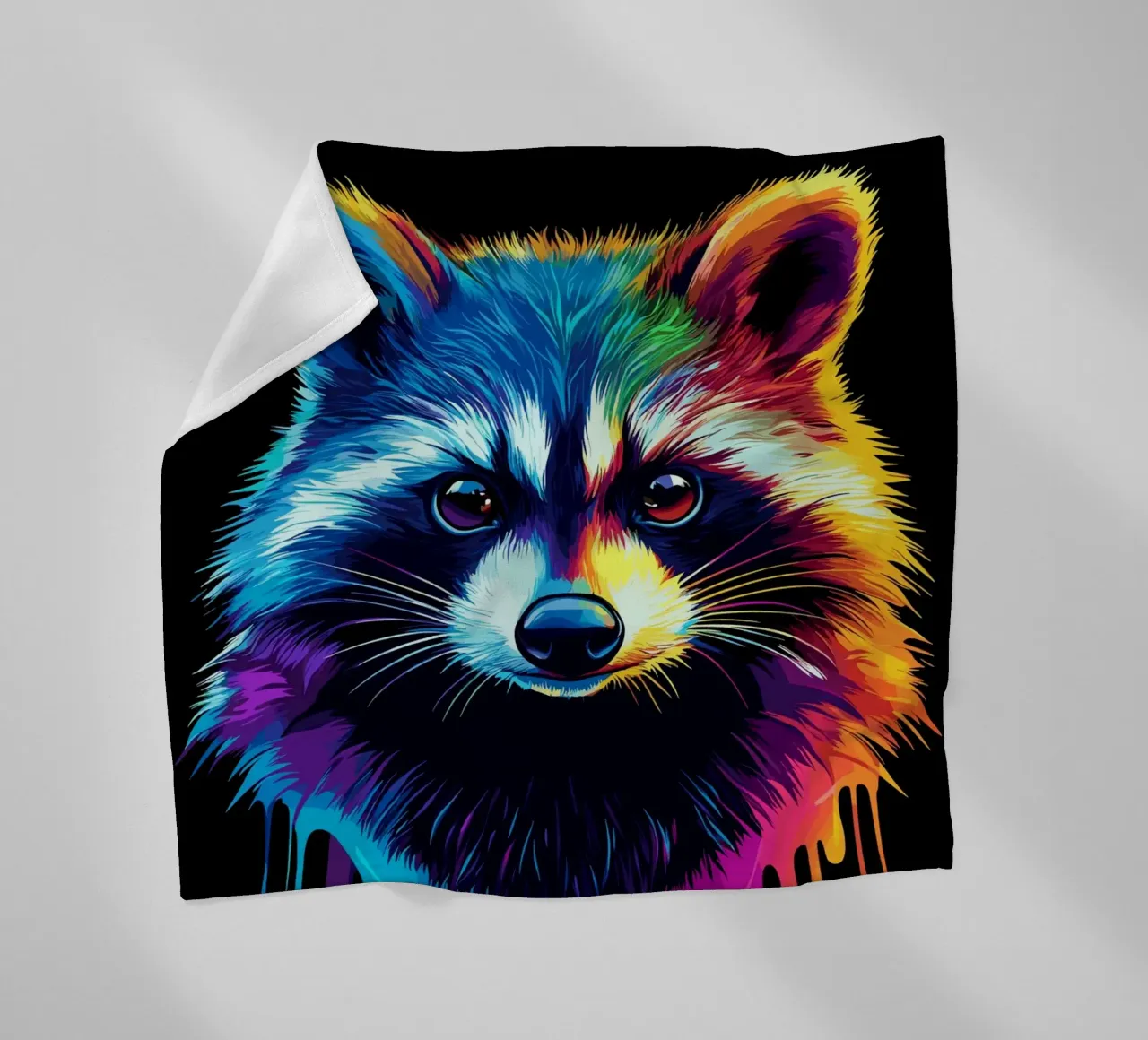 Procione nei colori dell'arcobaleno con sfumatura di colore coperta in pile da pixelbull - medieval art and more