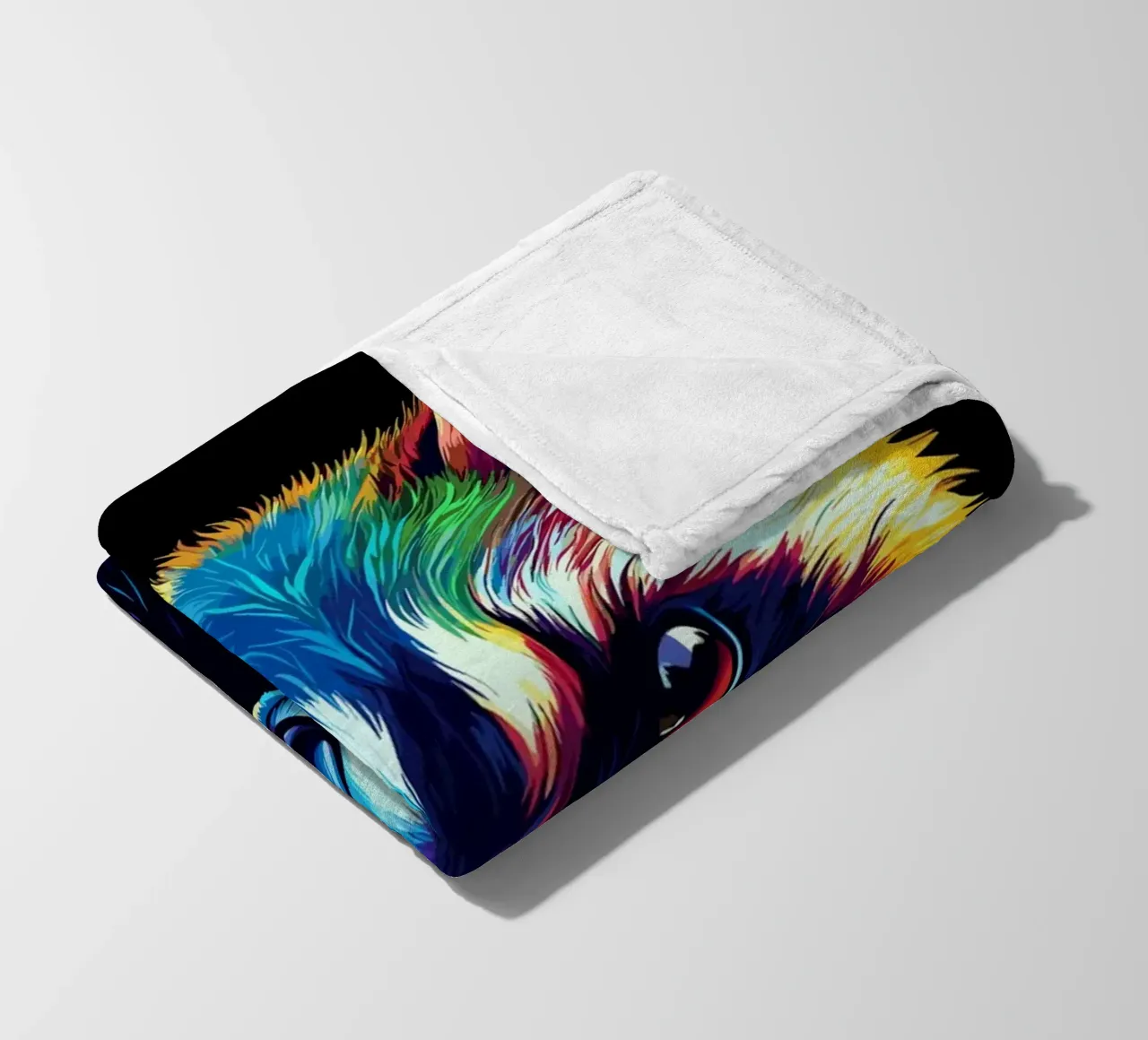Procione nei colori dell'arcobaleno con sfumatura di colore coperta in pile da pixelbull - medieval art and more