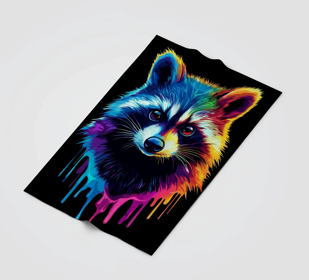 Procione nei colori dell'arcobaleno con sfumatura di colore coperta in pile da pixelbull - medieval art and more