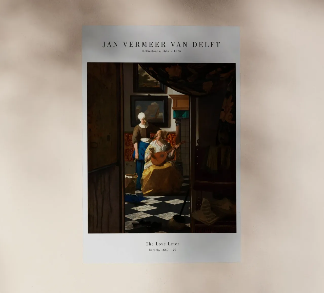 Jan Vermeer - La lettera d'amore pellicola backlit da Old Masters