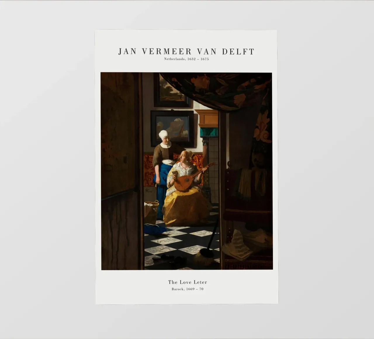 Jan Vermeer - La lettera d'amore pellicola backlit da Old Masters