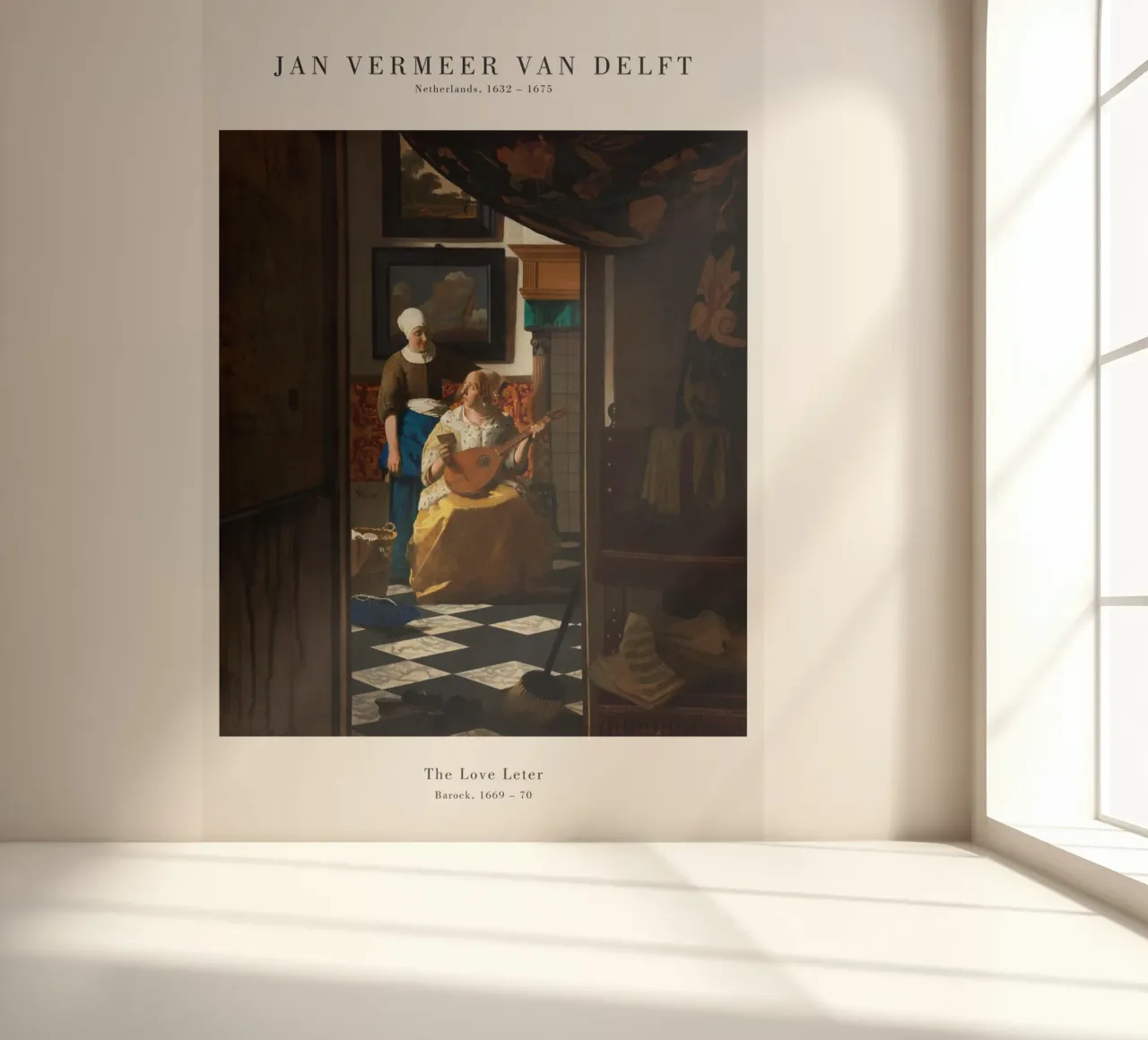 Jan Vermeer - La lettera d'amore carta da parati fotografica da Old Masters