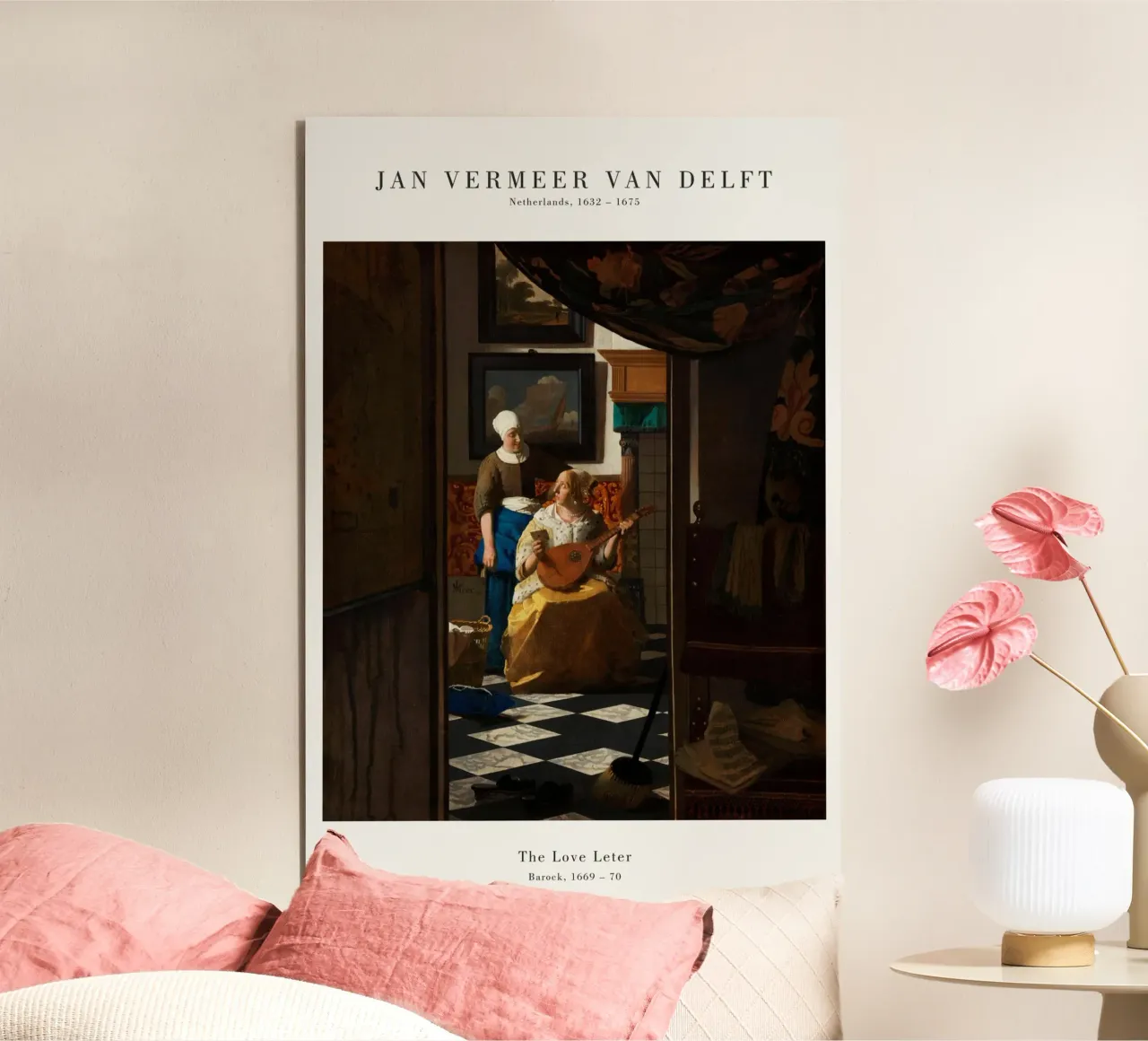 Jan Vermeer - La lettera d'amore alluminio dibond da Old Masters