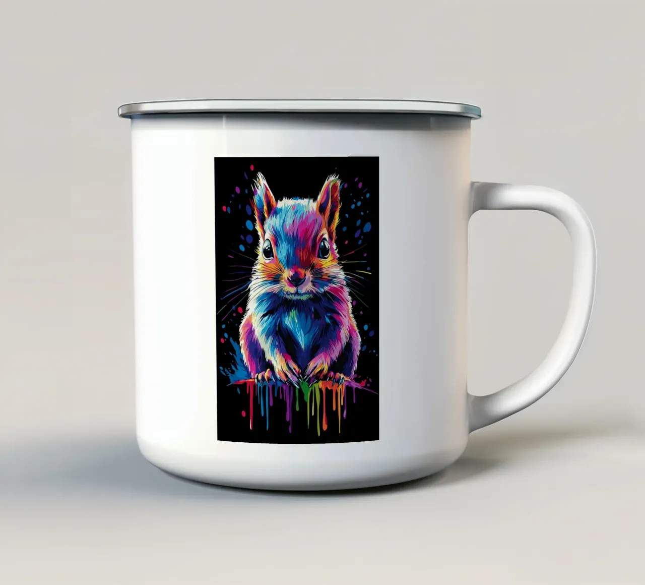 Colourful squirrel with colour gradient effect enamel mug by pixelbull - medieval art and more
