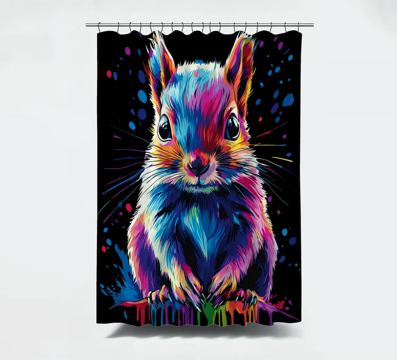Colourful squirrel with colour gradient effect shower curtain by pixelbull - medieval art and more