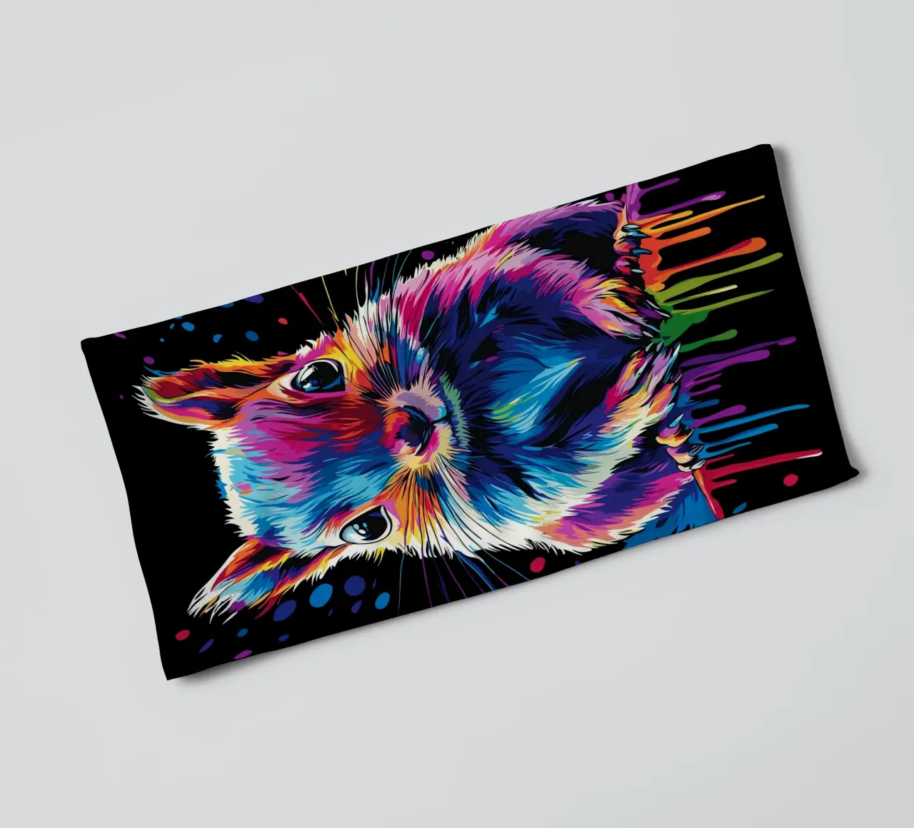 Kleurrijke eekhoorn met kleurverloopeffect badhanddoek van pixelbull - medieval art and more