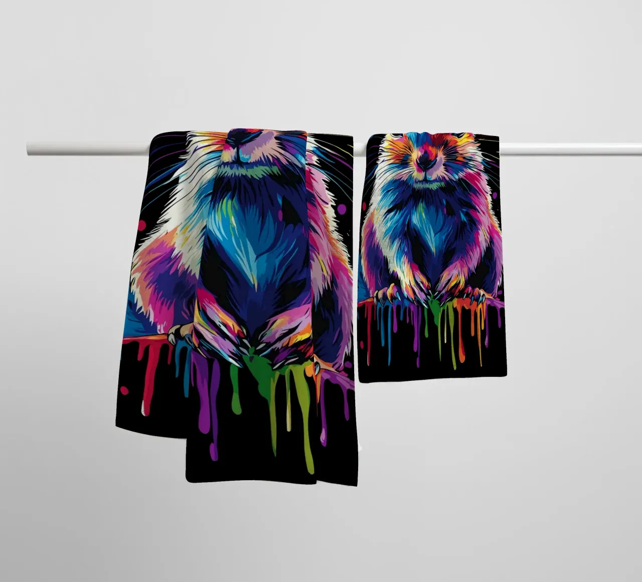 Kleurrijke eekhoorn met kleurverloopeffect badhanddoek van pixelbull - medieval art and more