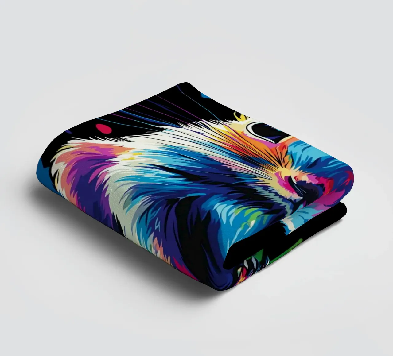 Kleurrijke eekhoorn met kleurverloopeffect badhanddoek van pixelbull - medieval art and more