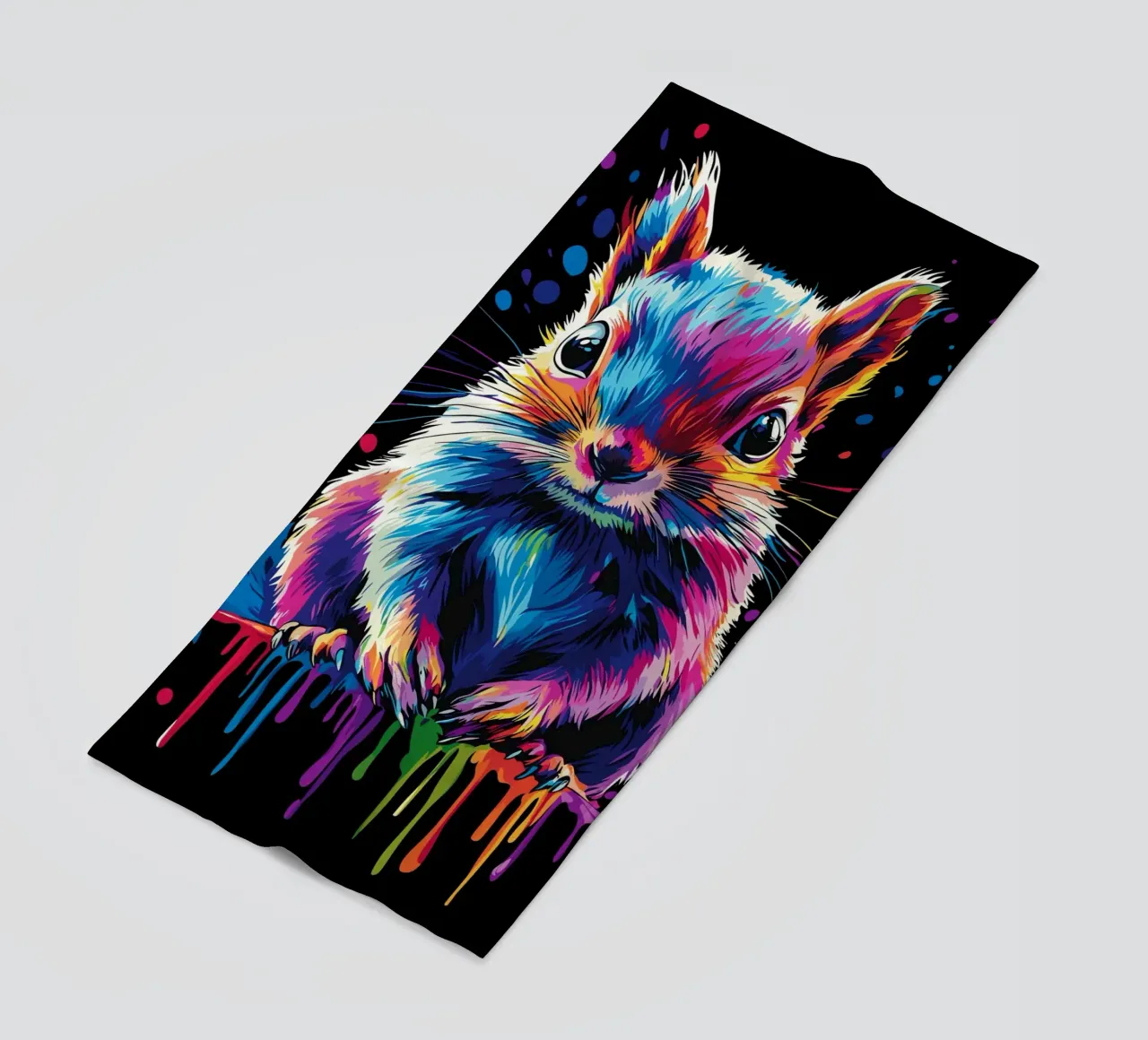 Colourful squirrel with colour gradient effect beach towel by pixelbull - medieval art and more