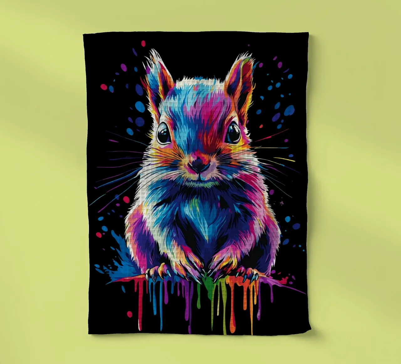 Colourful squirrel with colour gradient effect tea towel by pixelbull - medieval art and more