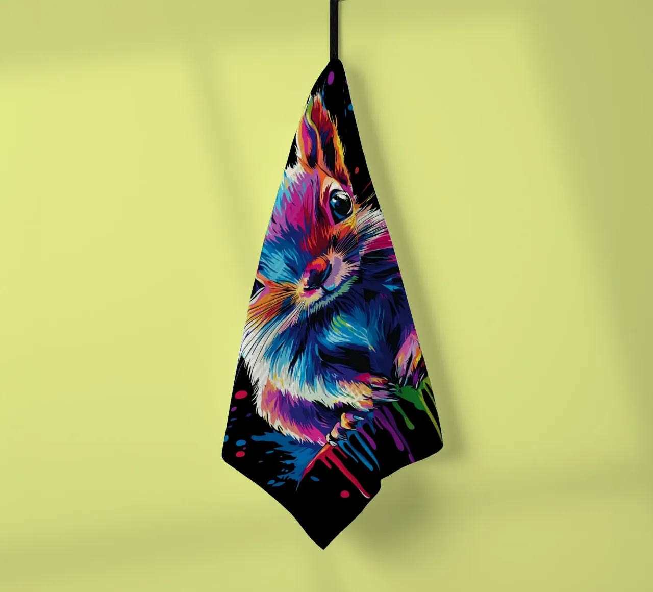 Colourful squirrel with colour gradient effect tea towel by pixelbull - medieval art and more