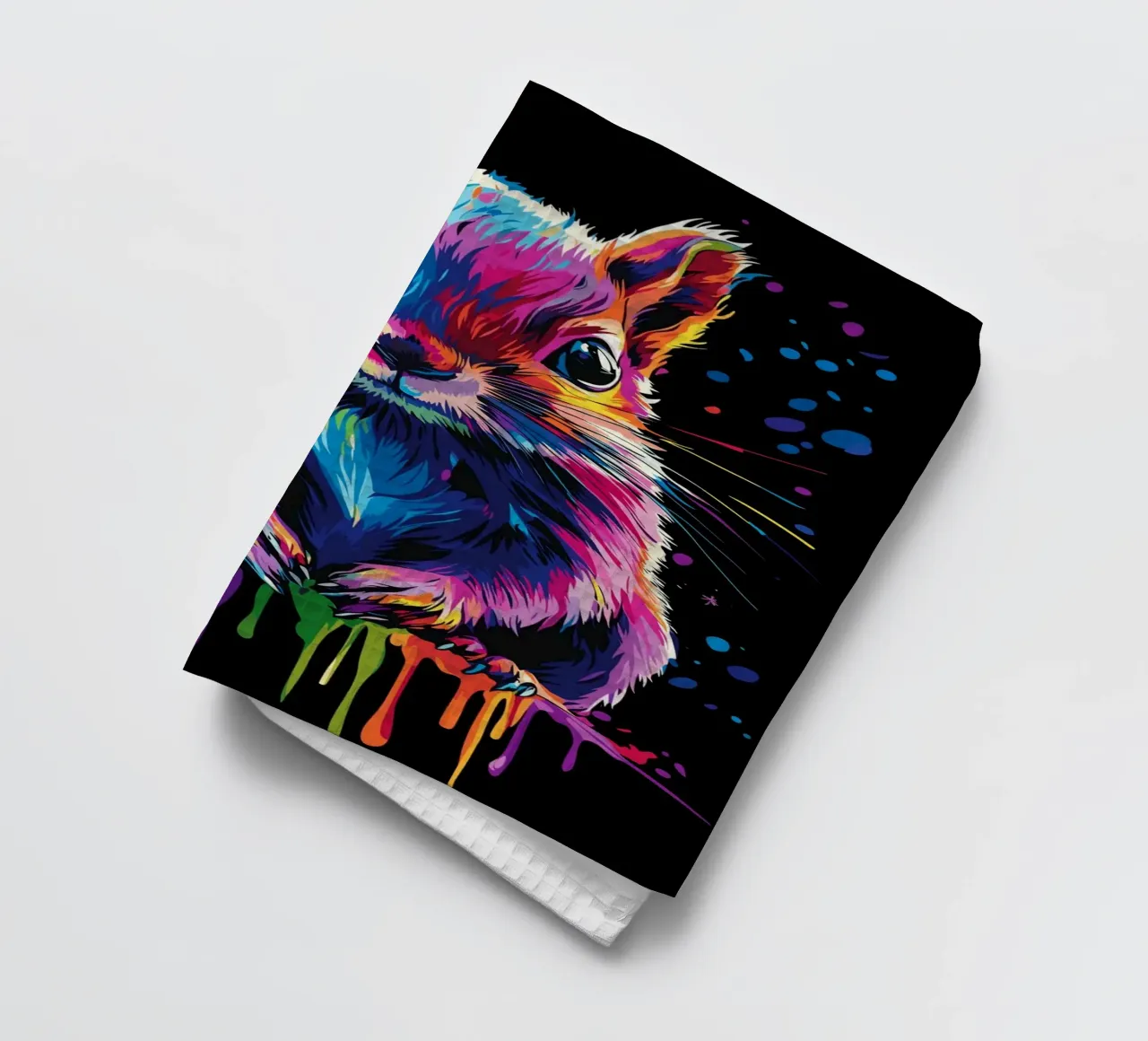 Colourful squirrel with colour gradient effect tea towel by pixelbull - medieval art and more