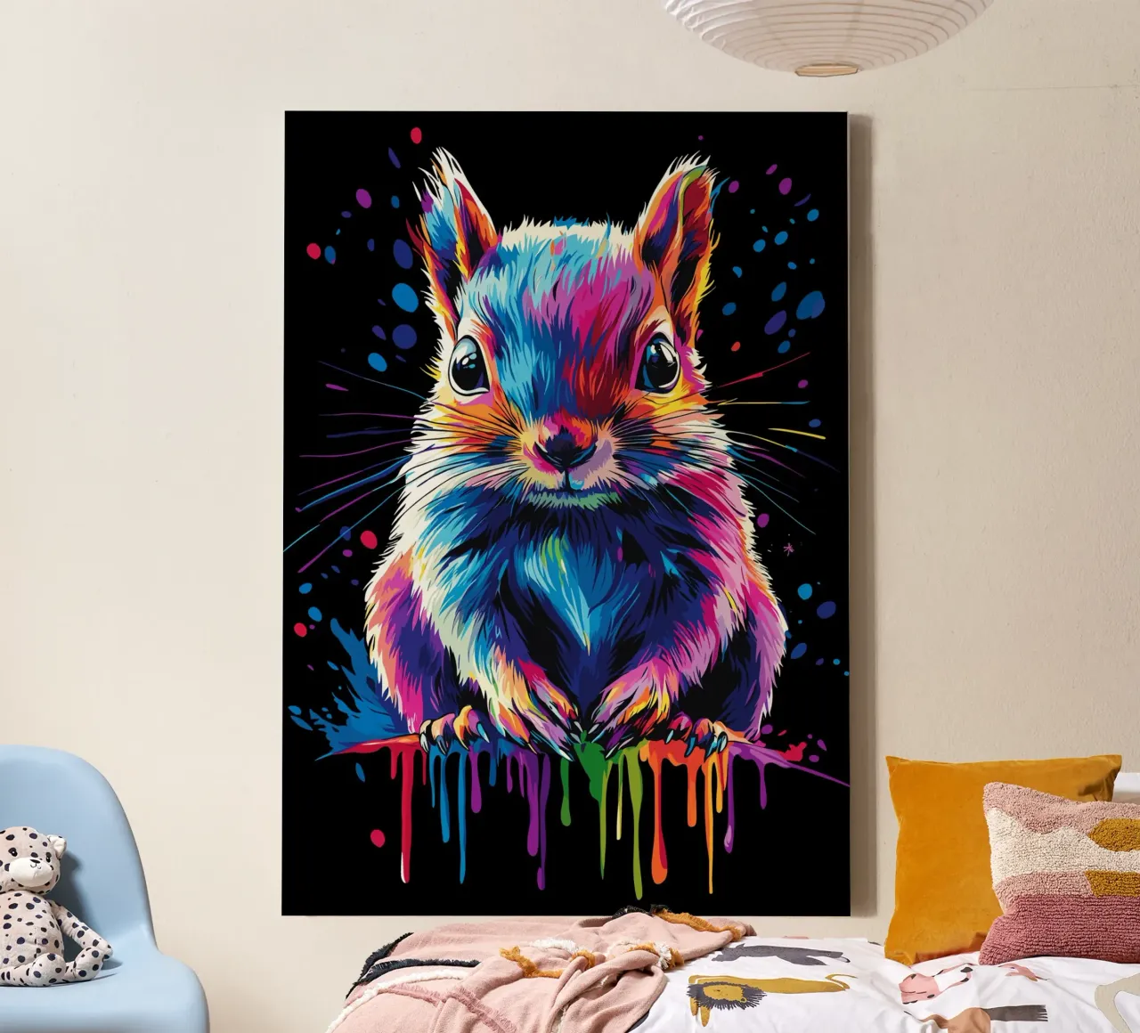 Scoiattolo colorato con effetto sfumato di colore tela da pixelbull - medieval art and more