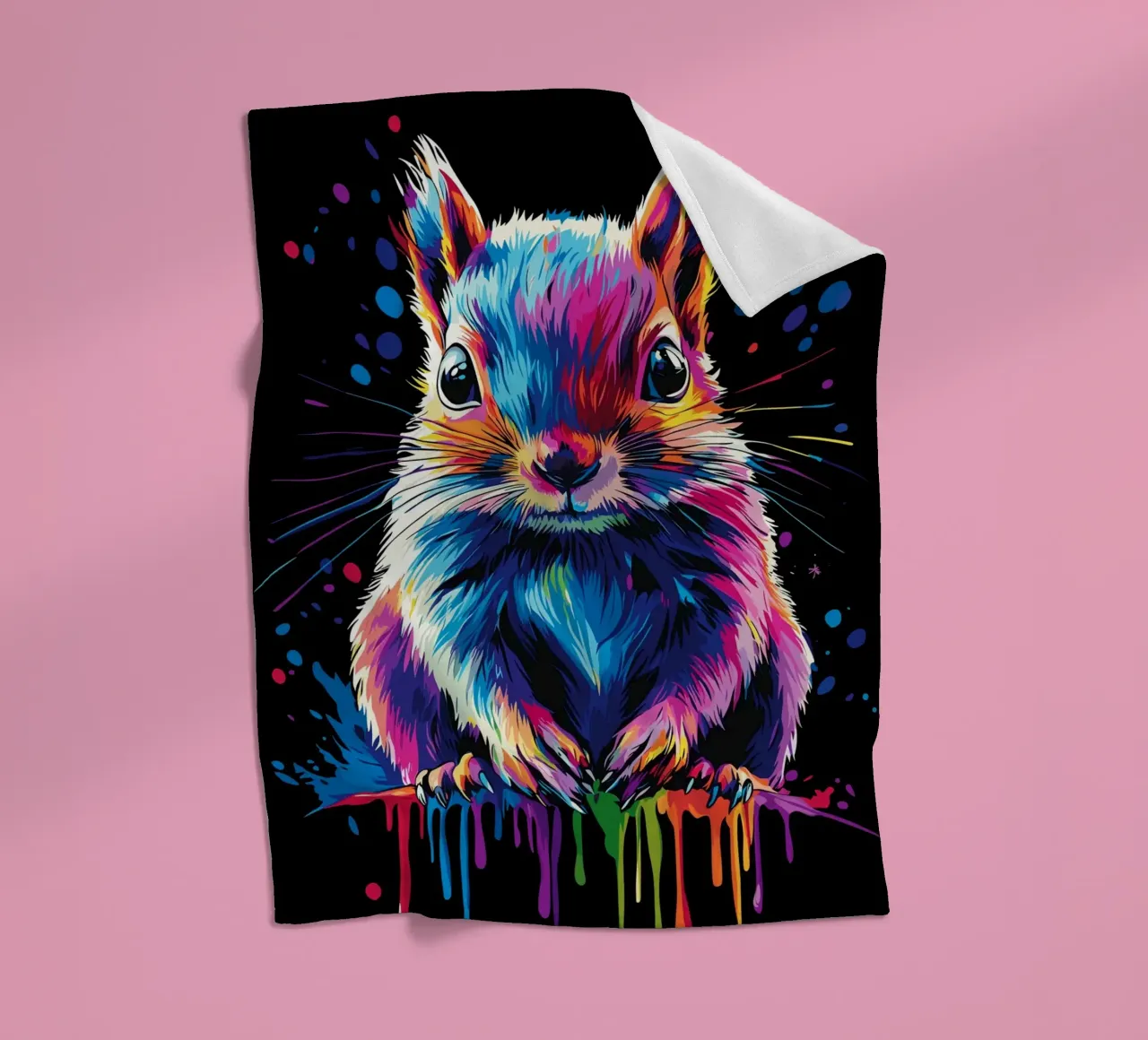 Colourful squirrel with colour gradient effect fleece blanket by pixelbull - medieval art and more