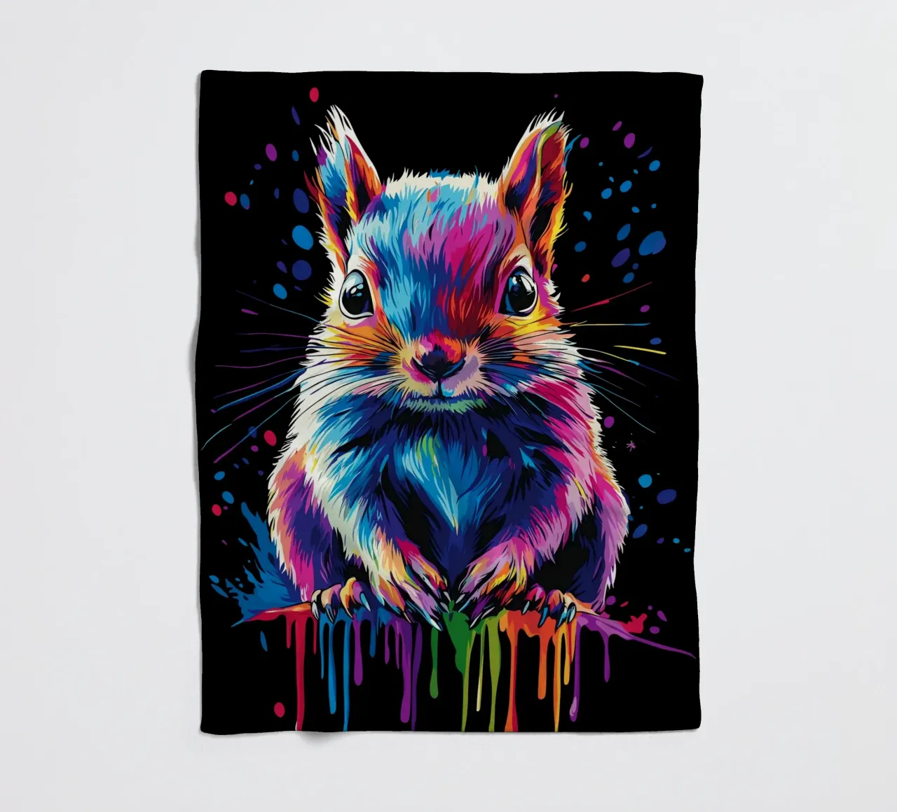 Colourful squirrel with colour gradient effect fleece blanket by pixelbull - medieval art and more