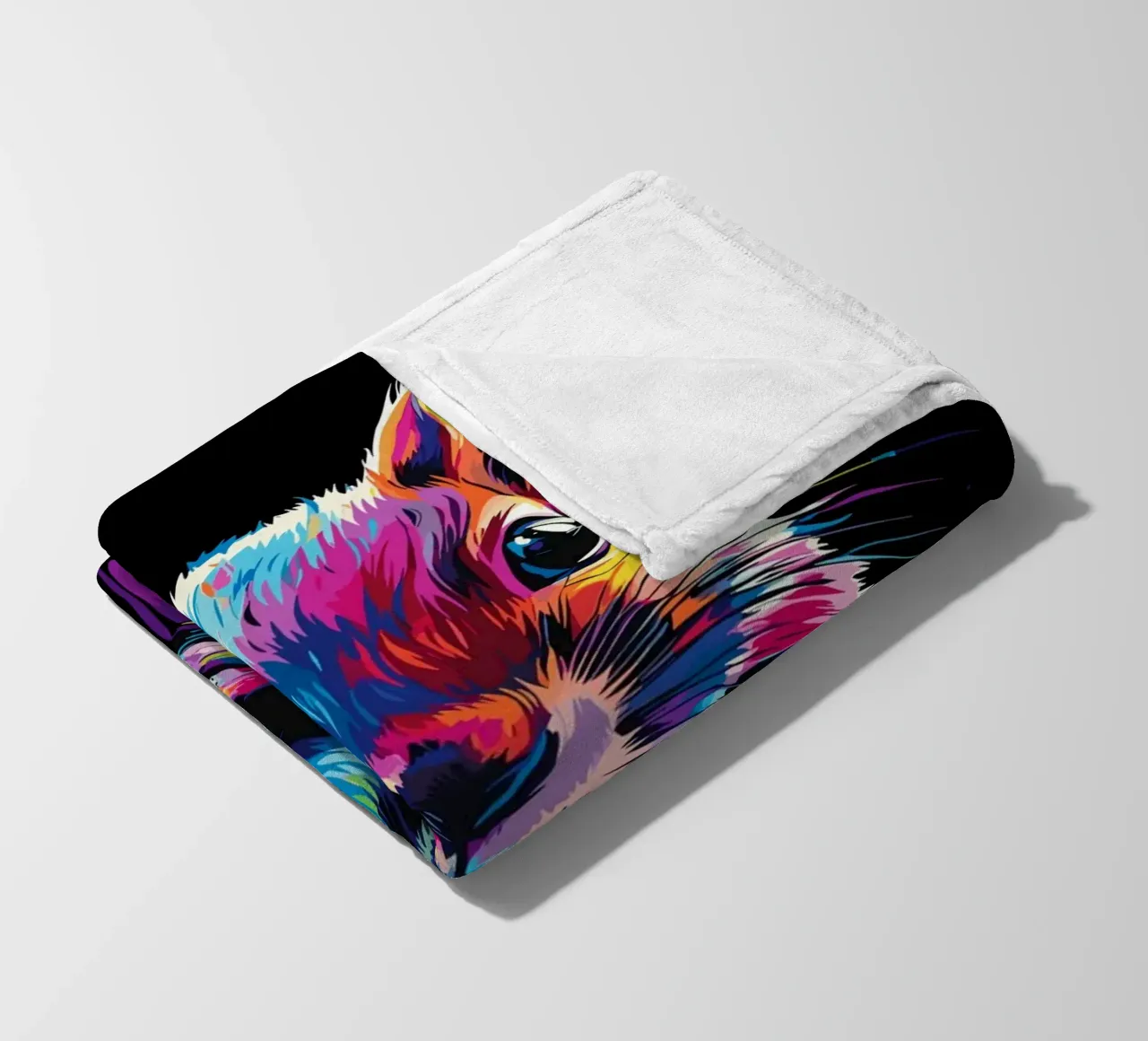 Colourful squirrel with colour gradient effect fleece blanket by pixelbull - medieval art and more