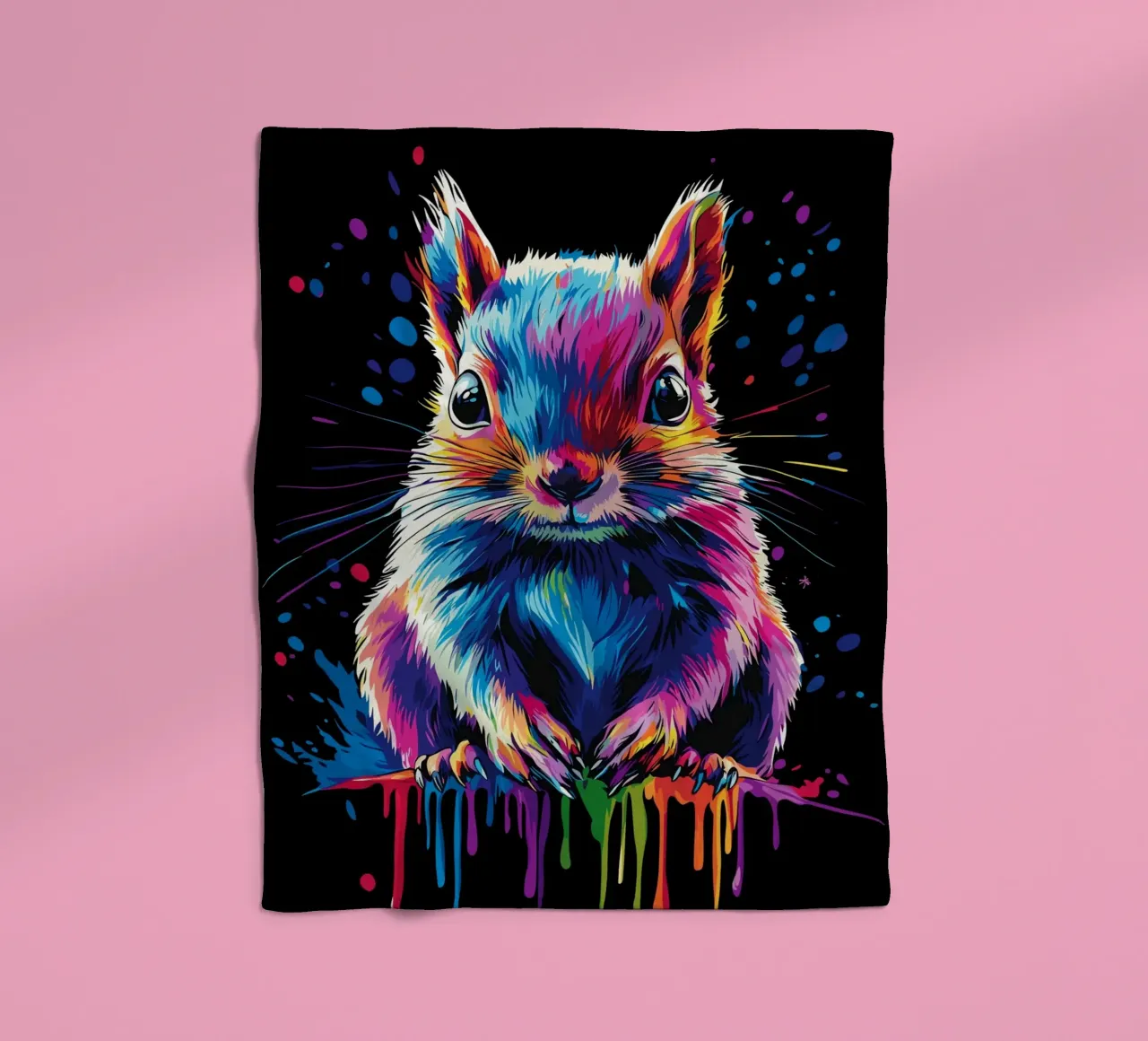 Colourful squirrel with colour gradient effect fleece blanket by pixelbull - medieval art and more