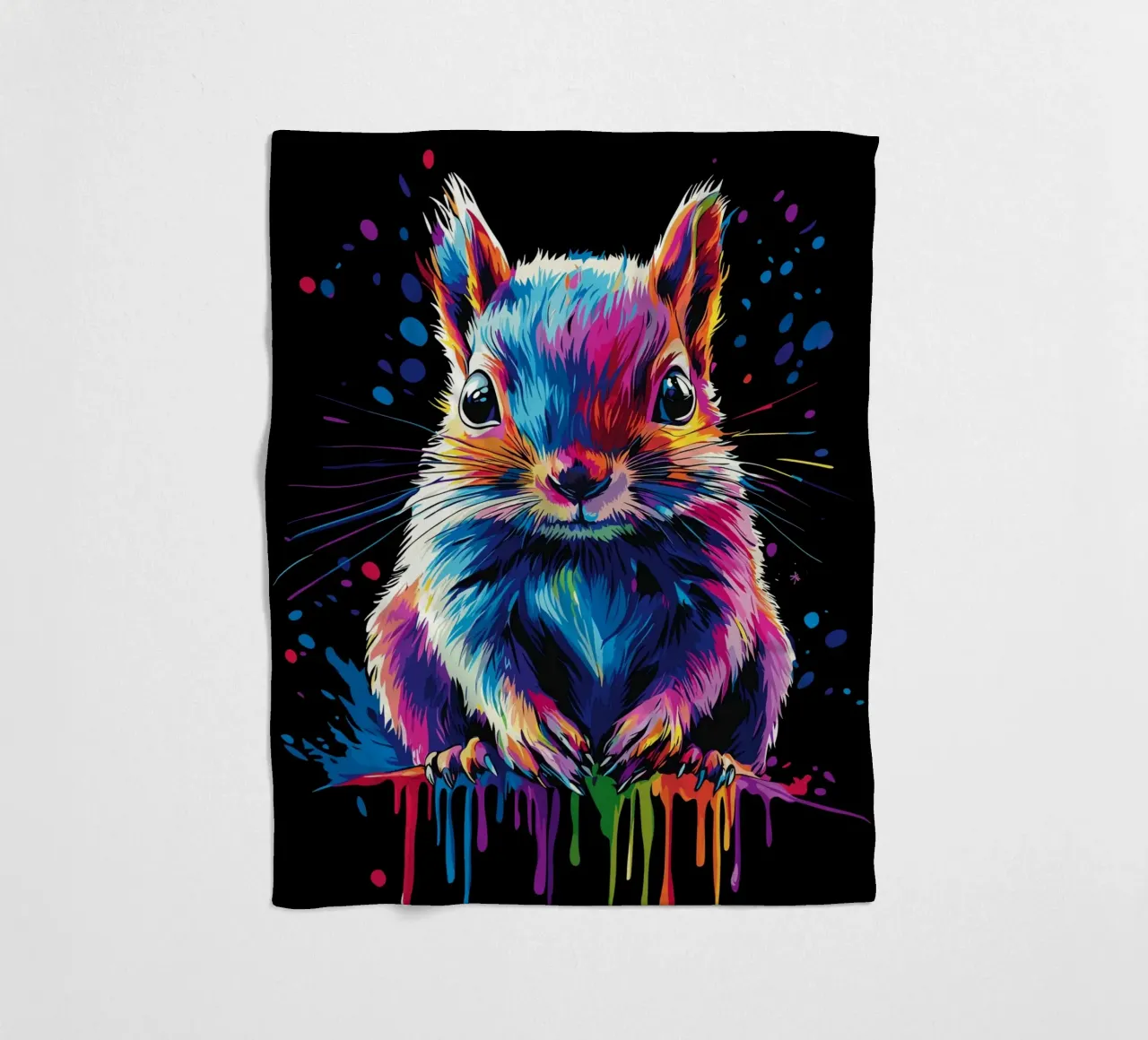 Colourful squirrel with colour gradient effect fleece blanket by pixelbull - medieval art and more