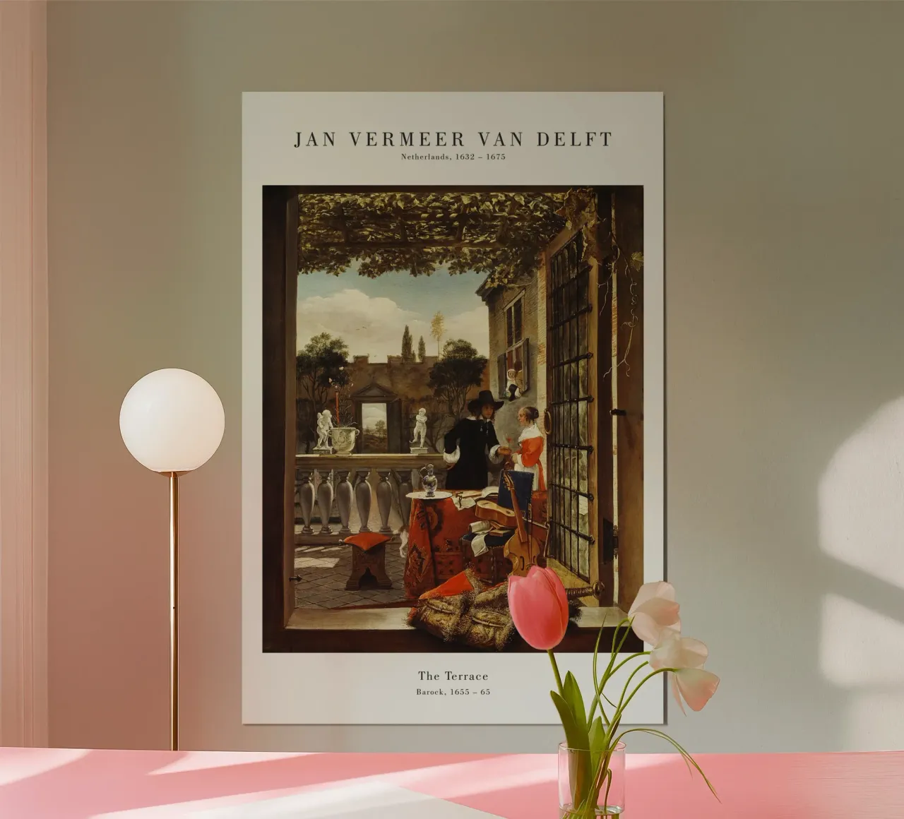 Jan Vermeer - La terrazza poster con telaio in plastica da Old Masters