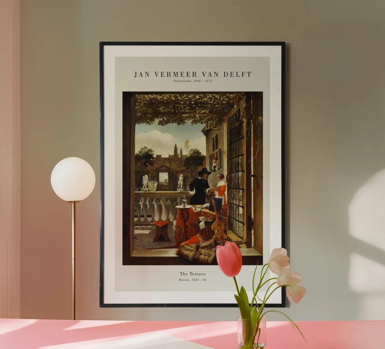 Jan Vermeer - La terrazza poster con telaio in plastica da Old Masters