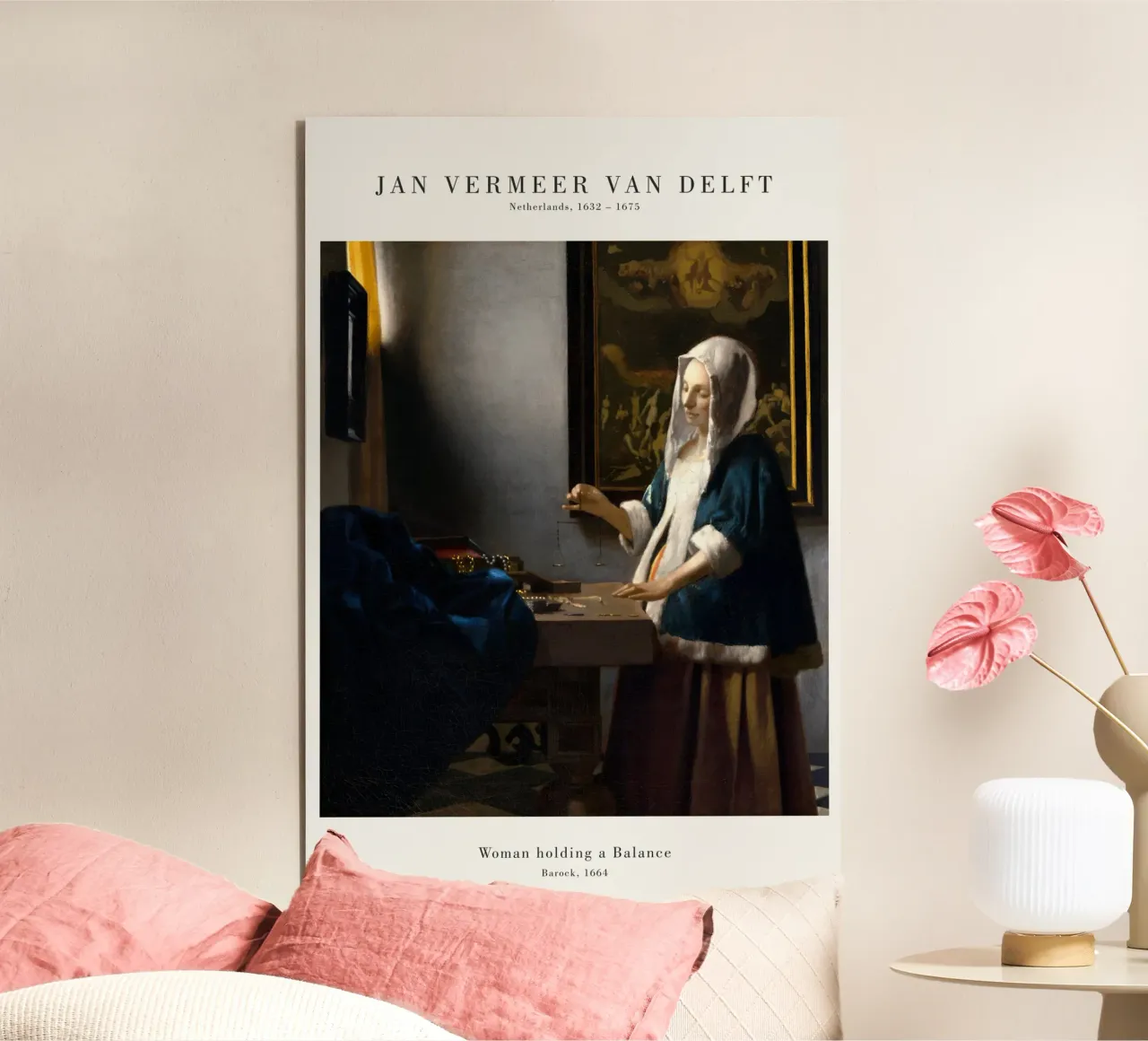 Jan Vermeer - Donna con bilancia alluminio dibond da Old Masters