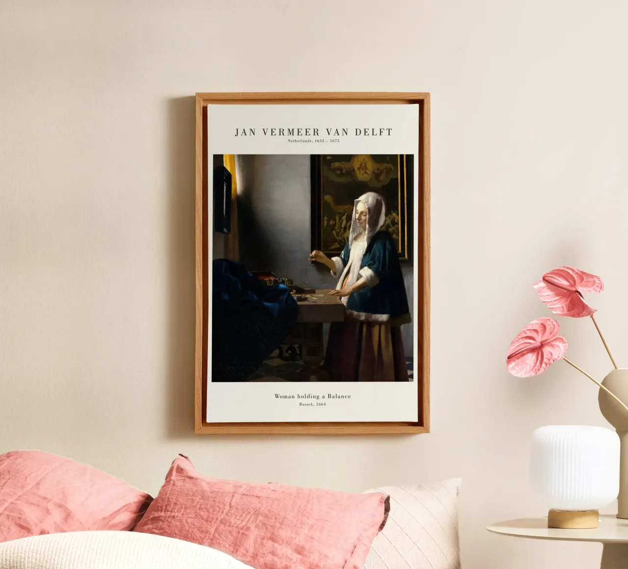 Jan Vermeer - Donna con bilancia tela con Cornice a cassetta da Old Masters